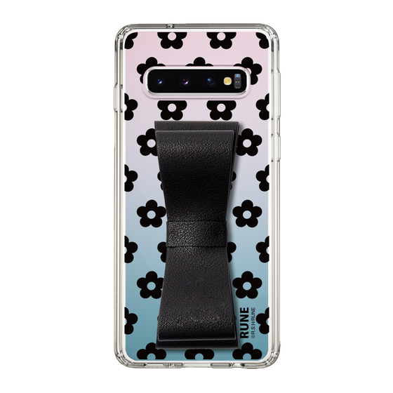 Slim Protection Case - STAND & RING RIBBON Black［ Rune Naito - RUNE Flower - Black ］