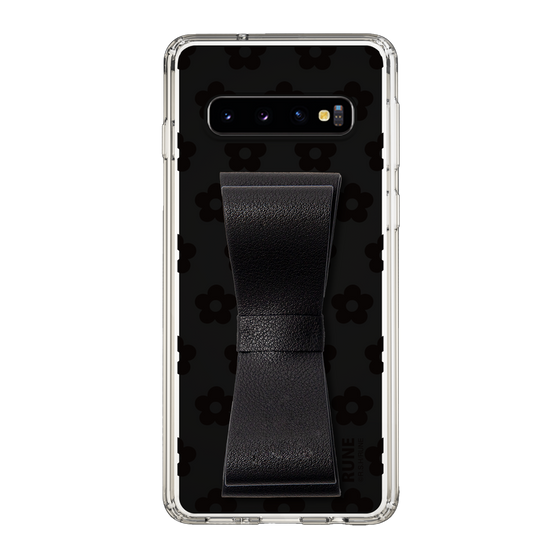 Slim Protection Case - STAND & RING RIBBON Black［ Rune Naito - RUNE Flower - Black ］