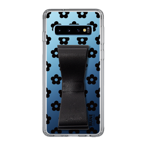 Slim Protection Case - STAND & RING RIBBON Black［ Rune Naito - RUNE Flower - Black ］