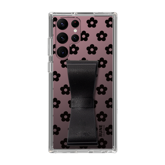 Slim Protection Case - STAND & RING RIBBON Black［ Rune Naito - RUNE Flower - Black ］