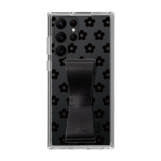 Slim Protection Case - STAND & RING RIBBON Black［ Rune Naito - RUNE Flower - Black ］