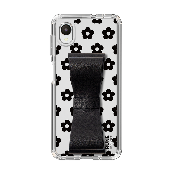 Slim Protection Case - STAND & RING RIBBON Black［ Rune Naito - RUNE Flower - Black ］
