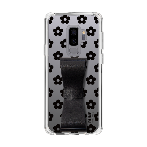 Slim Protection Case - STAND & RING RIBBON Black［ Rune Naito - RUNE Flower - Black ］