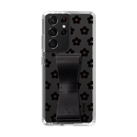 Slim Protection Case - STAND & RING RIBBON Black［ Rune Naito - RUNE Flower - Black ］