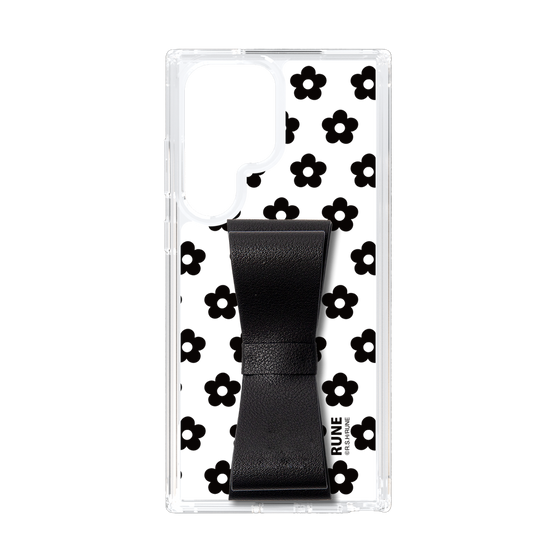 Slim Protection Case - STAND & RING RIBBON Black［ Rune Naito - RUNE Flower - Black ］