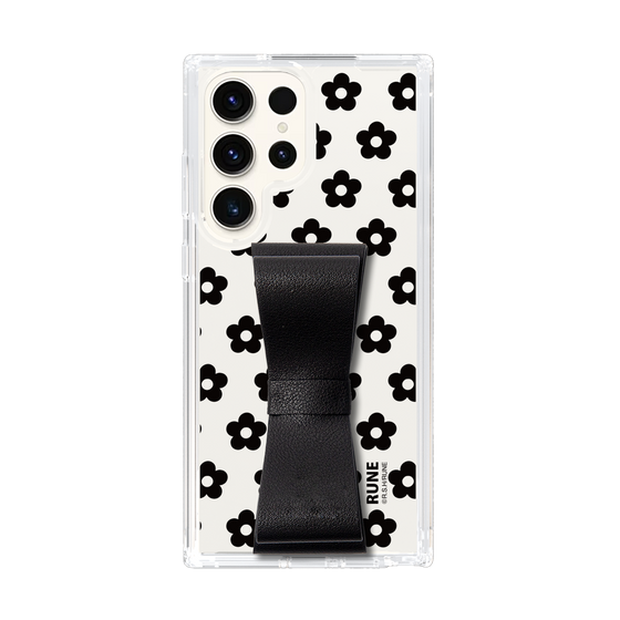 Slim Protection Case - STAND & RING RIBBON Black［ Rune Naito - RUNE Flower - Black ］