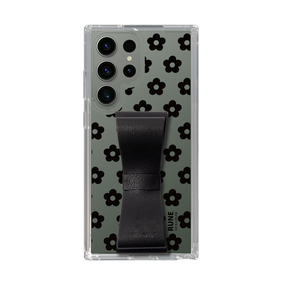 Slim Protection Case - STAND & RING RIBBON Black［ Rune Naito - RUNE Flower - Black ］