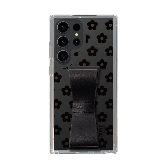 Slim Protection Case - STAND & RING RIBBON Black［ Rune Naito - RUNE Flower - Black ］