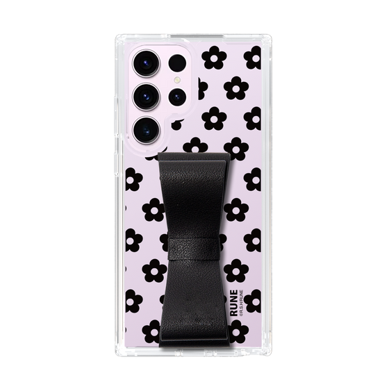 Slim Protection Case - STAND & RING RIBBON Black［ Rune Naito - RUNE Flower - Black ］