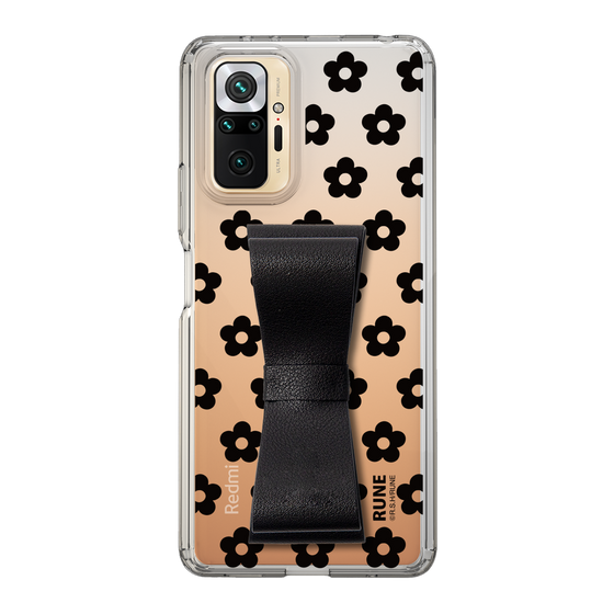 Slim Protection Case - STAND & RING RIBBON Black［ Rune Naito - RUNE Flower - Black ］