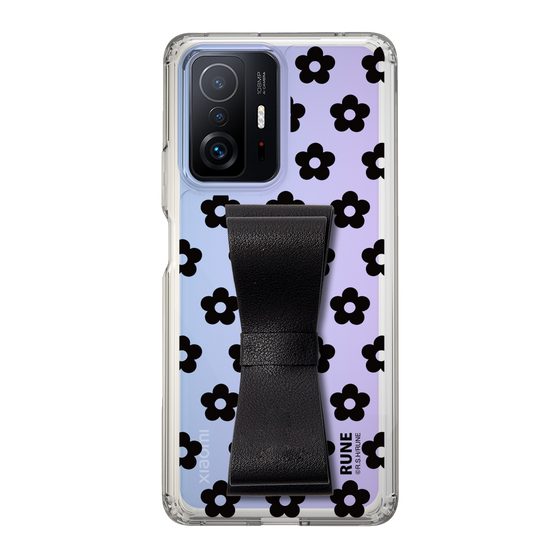 Slim Protection Case - STAND & RING RIBBON Black［ Rune Naito - RUNE Flower - Black ］