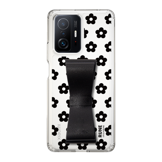 Slim Protection Case - STAND & RING RIBBON Black［ Rune Naito - RUNE Flower - Black ］
