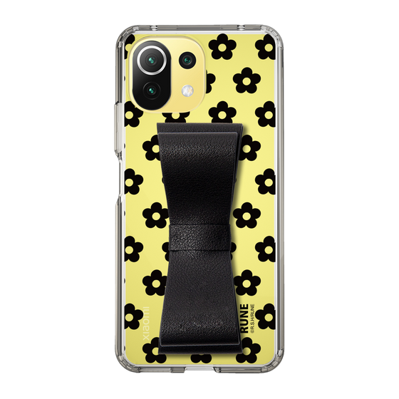 Slim Protection Case - STAND & RING RIBBON Black［ Rune Naito - RUNE Flower - Black ］