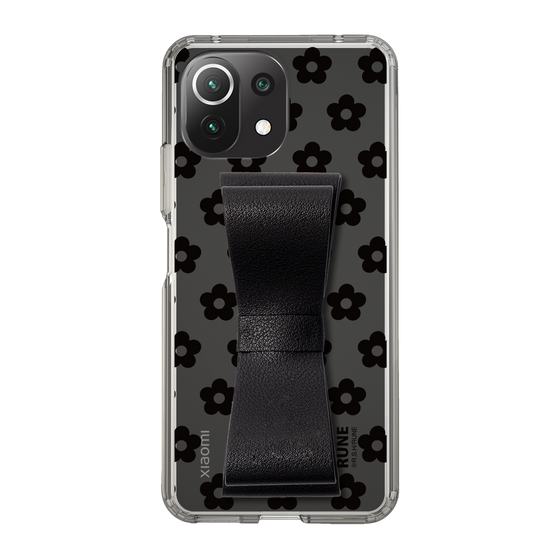 Slim Protection Case - STAND & RING RIBBON Black［ Rune Naito - RUNE Flower - Black ］