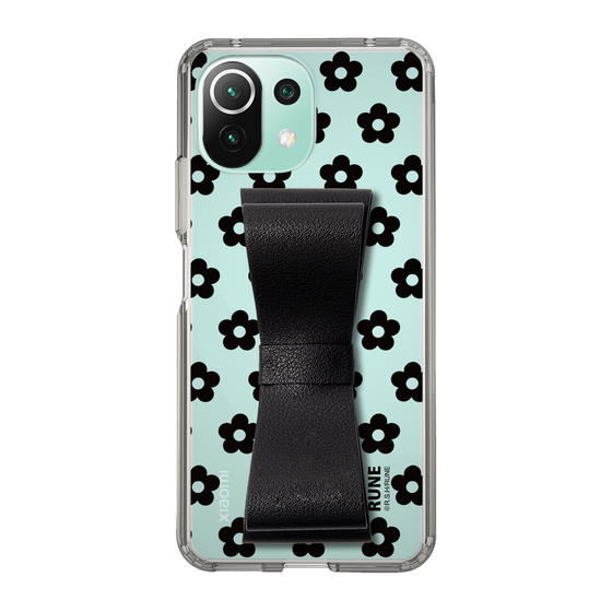 Slim Protection Case - STAND & RING RIBBON Black［ Rune Naito - RUNE Flower - Black ］