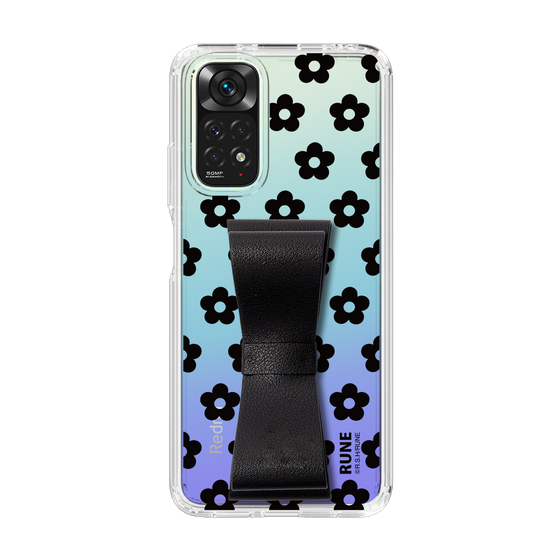 Slim Protection Case - STAND & RING RIBBON Black［ Rune Naito - RUNE Flower - Black ］