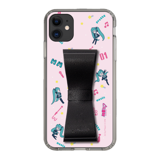 Slim Protection Case - STAND & RING RIBBON Black［ HATSUNE MIKU - Ribbon - Instrumental - Pink ］