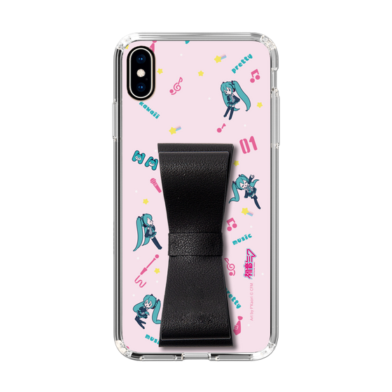 Slim Protection Case - STAND & RING RIBBON Black［ HATSUNE MIKU - Ribbon - Instrumental - Pink ］