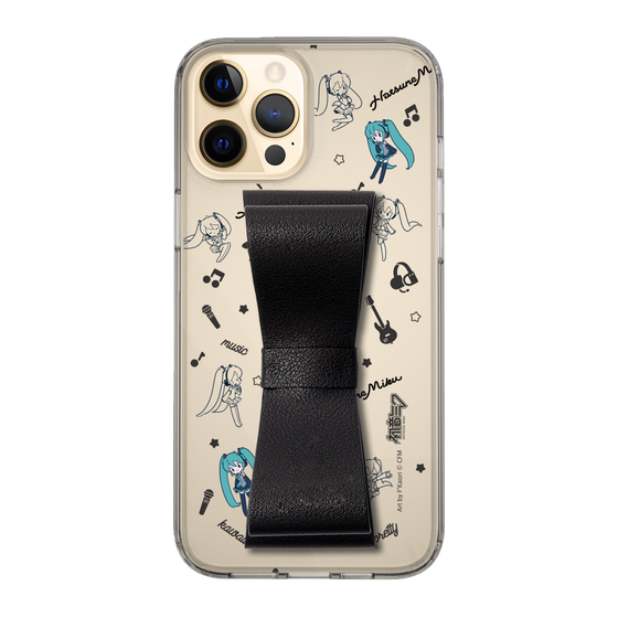 Slim Protection Case - STAND & RING RIBBON Black［ HATSUNE MIKU - Ribbon - Instrumental - Monochrome ］