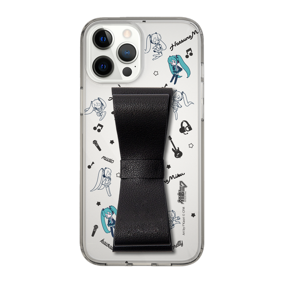 Slim Protection Case - STAND & RING RIBBON Black［ HATSUNE MIKU - Ribbon - Instrumental - Monochrome ］