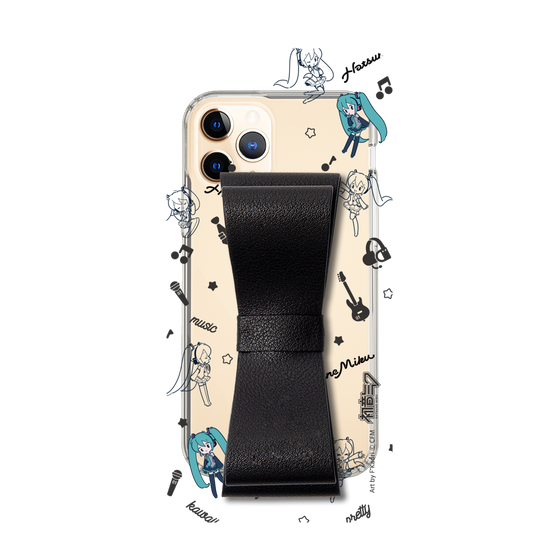 Slim Protection Case - STAND & RING RIBBON Black［ HATSUNE MIKU - Ribbon - Instrumental - Monochrome ］