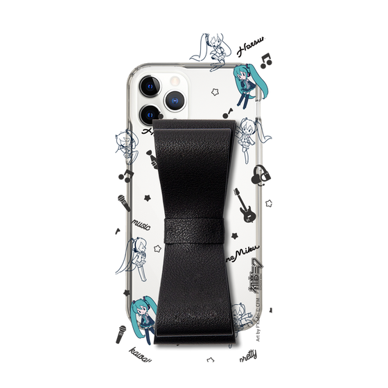 Slim Protection Case - STAND & RING RIBBON Black［ HATSUNE MIKU - Ribbon - Instrumental - Monochrome ］