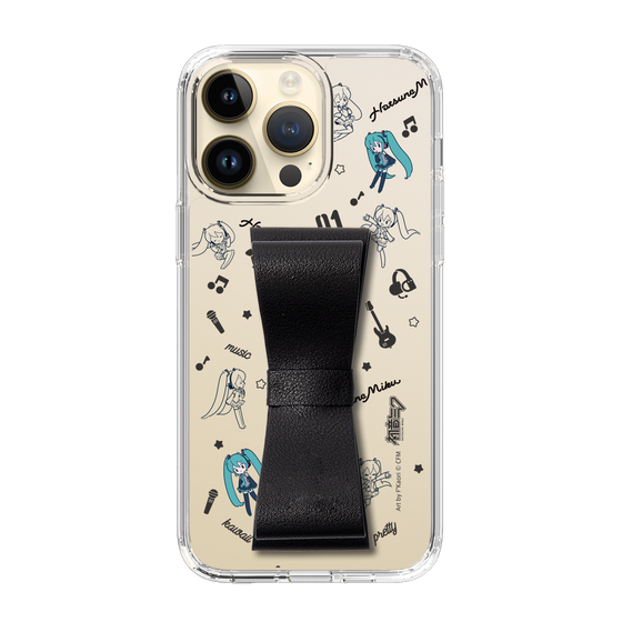 Slim Protection Case - STAND & RING RIBBON Black［ HATSUNE MIKU - Ribbon - Instrumental - Monochrome ］