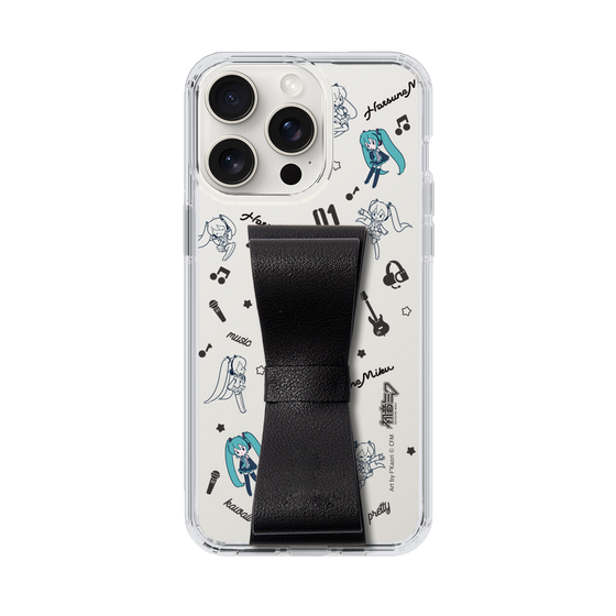 Slim Protection Case - STAND & RING RIBBON Black［ HATSUNE MIKU - Ribbon - Instrumental - Monochrome ］