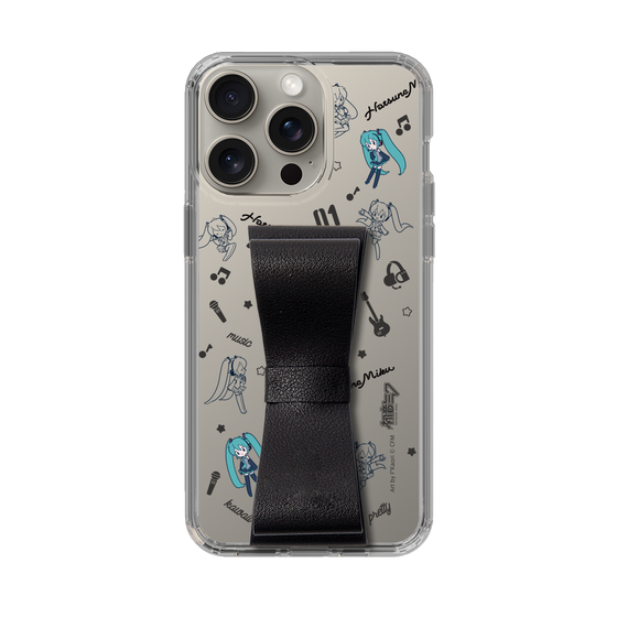 Slim Protection Case - STAND & RING RIBBON Black［ HATSUNE MIKU - Ribbon - Instrumental - Monochrome ］