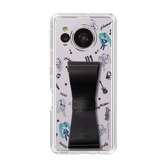 Slim Protection Case - STAND & RING RIBBON Black［ HATSUNE MIKU - Ribbon - Instrumental - Monochrome ］
