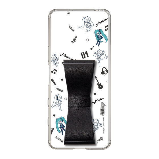 Slim Protection Case - STAND & RING RIBBON Black［ HATSUNE MIKU - Ribbon - Instrumental - Monochrome ］