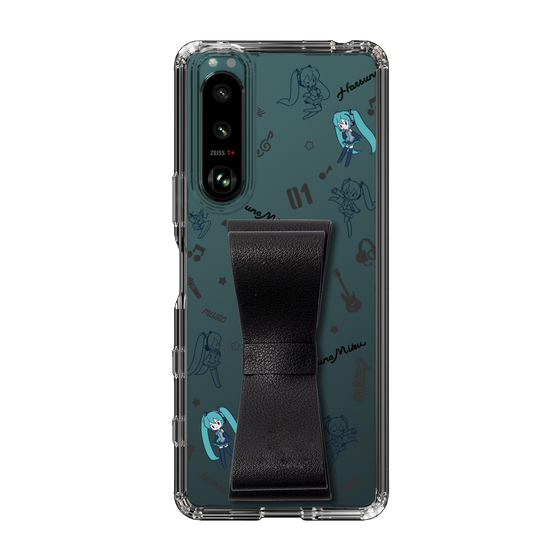 Slim Protection Case - STAND & RING RIBBON Black［ HATSUNE MIKU - Ribbon - Instrumental - Monochrome ］