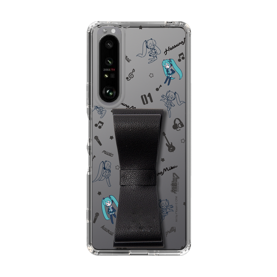 Slim Protection Case - STAND & RING RIBBON Black［ HATSUNE MIKU - Ribbon - Instrumental - Monochrome ］