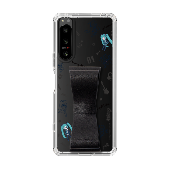 Slim Protection Case - STAND & RING RIBBON Black［ HATSUNE MIKU - Ribbon - Instrumental - Monochrome ］
