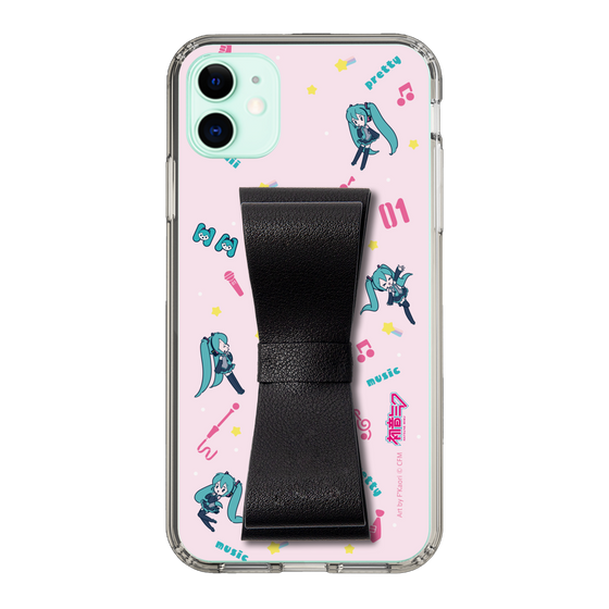 Slim Protection Case - STAND & RING RIBBON Black［ HATSUNE MIKU - Ribbon - Instrumental - Pink ］