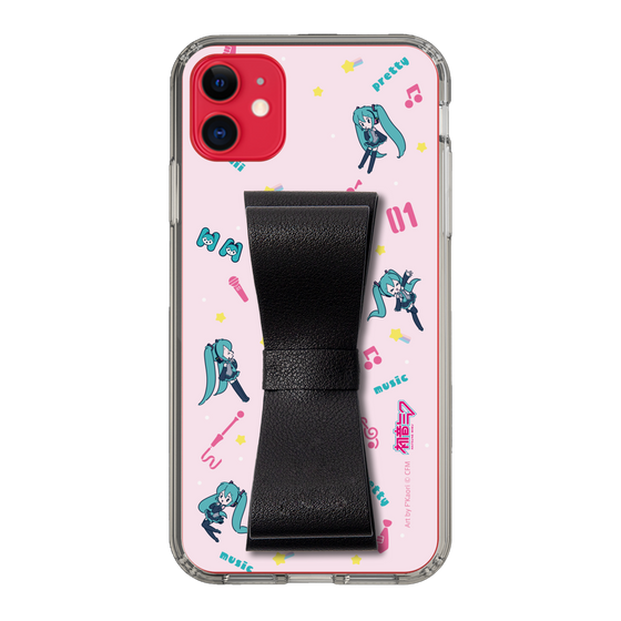 Slim Protection Case - STAND & RING RIBBON Black［ HATSUNE MIKU - Ribbon - Instrumental - Pink ］