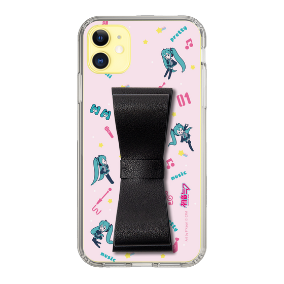 Slim Protection Case - STAND & RING RIBBON Black［ HATSUNE MIKU - Ribbon - Instrumental - Pink ］