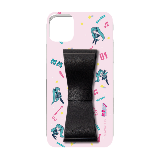 Slim Protection Case - STAND & RING RIBBON Black［ HATSUNE MIKU - Ribbon - Instrumental - Pink ］