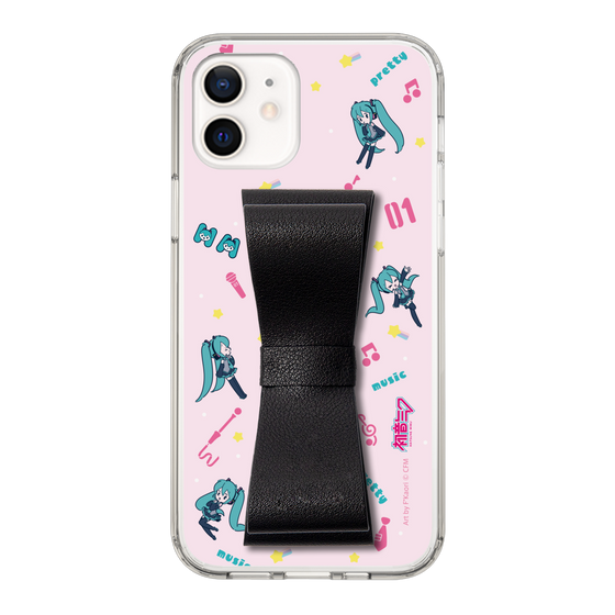 Slim Protection Case - STAND & RING RIBBON Black［ HATSUNE MIKU - Ribbon - Instrumental - Pink ］