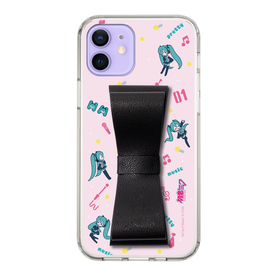 Slim Protection Case - STAND & RING RIBBON Black［ HATSUNE MIKU - Ribbon - Instrumental - Pink ］