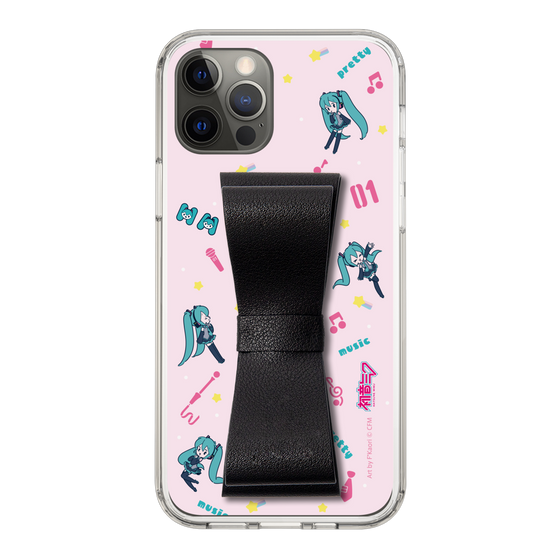 Slim Protection Case - STAND & RING RIBBON Black［ HATSUNE MIKU - Ribbon - Instrumental - Pink ］