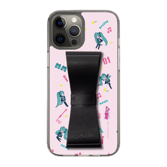 Slim Protection Case - STAND & RING RIBBON Black［ HATSUNE MIKU - Ribbon - Instrumental - Pink ］