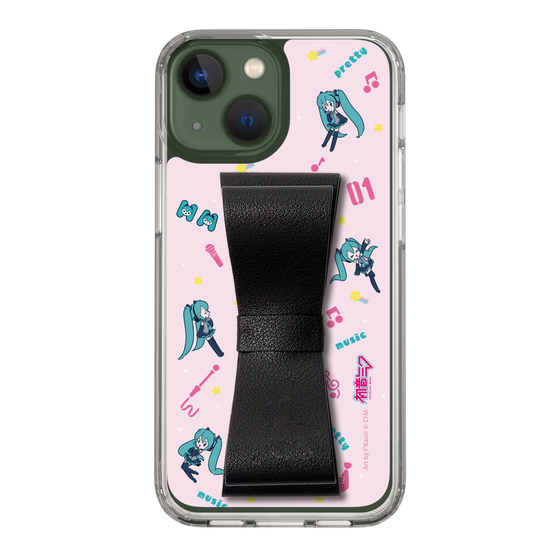 Slim Protection Case - STAND & RING RIBBON Black［ HATSUNE MIKU - Ribbon - Instrumental - Pink ］