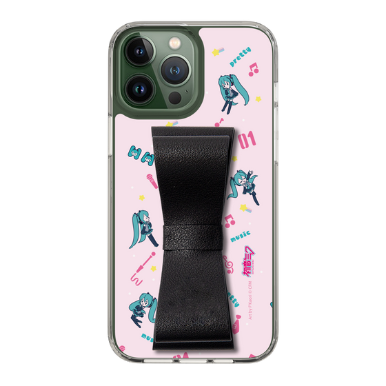 Slim Protection Case - STAND & RING RIBBON Black［ HATSUNE MIKU - Ribbon - Instrumental - Pink ］