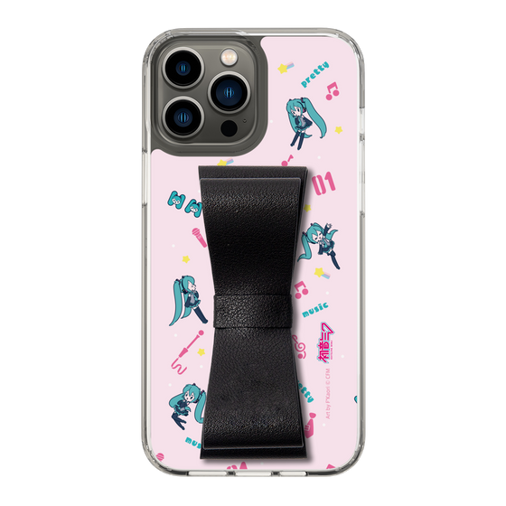 Slim Protection Case - STAND & RING RIBBON Black［ HATSUNE MIKU - Ribbon - Instrumental - Pink ］