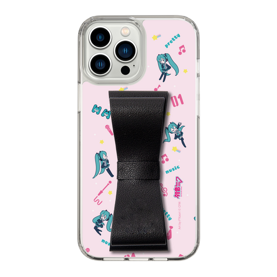 Slim Protection Case - STAND & RING RIBBON Black［ HATSUNE MIKU - Ribbon - Instrumental - Pink ］