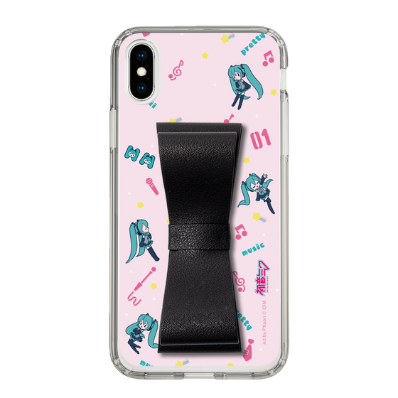 Slim Protection Case - STAND & RING RIBBON Black［ HATSUNE MIKU - Ribbon - Instrumental - Pink ］