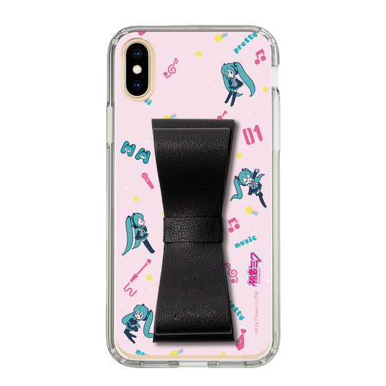 Slim Protection Case - STAND & RING RIBBON Black［ HATSUNE MIKU - Ribbon - Instrumental - Pink ］