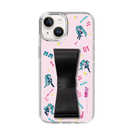Slim Protection Case - STAND & RING RIBBON Black［ HATSUNE MIKU - Ribbon - Instrumental - Pink ］