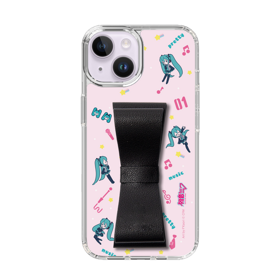 Slim Protection Case - STAND & RING RIBBON Black［ HATSUNE MIKU - Ribbon - Instrumental - Pink ］